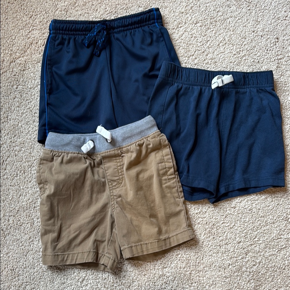 Set of Three Boys' Shorts - Navy and Tan